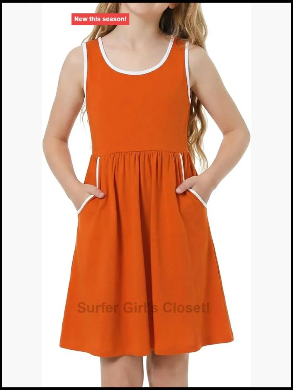 Girls Sleeveless 2-Piece Dress Set with Shorts and Pockets Summer Casual